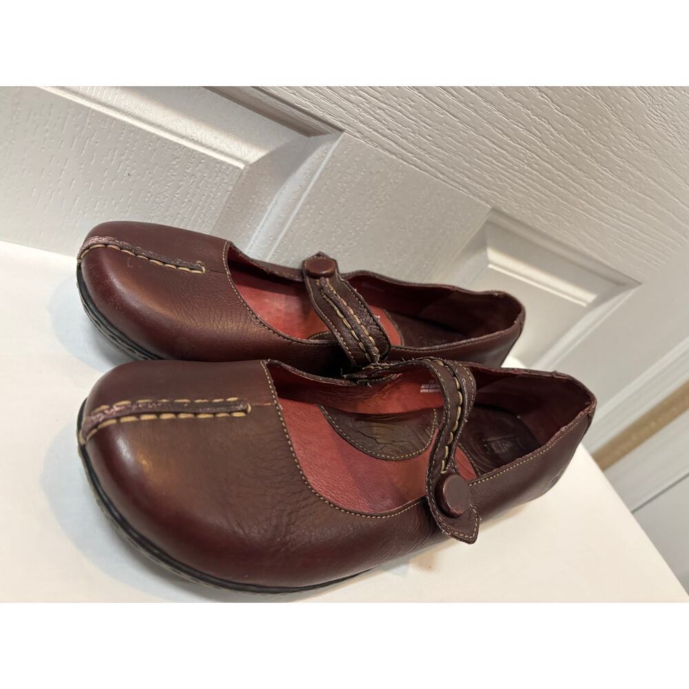 Maroon Leather Mary Jane Flats Women’s Comfort Shoes Round Toe Casual Size 11 - Picture 9 of 10